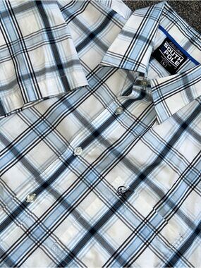 Vintage Y2K Southpole Pocket Plaid Button Up Shirt Men’s Size large Blue Tab